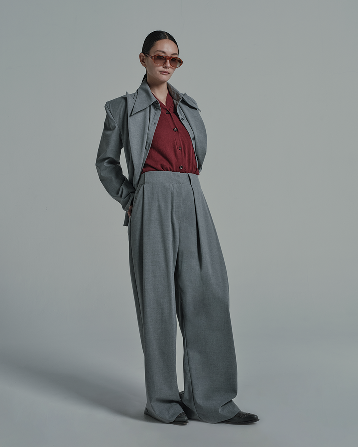 CLUBHAUS Tailored Trousers - Lサイズ　グレー LARGE PLEATS TAILORED TROUSERS – GREYHOUND ORIGINAL