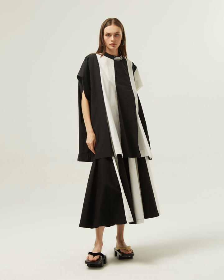 GH ASYMMETRICAL STRIPED SLEEVES OVERSIZED SHIRT