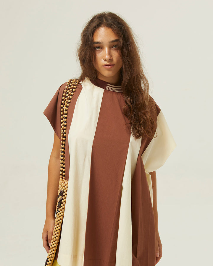 GH ASYMMETRICAL STRIPED SLEEVES OVERSIZED SHIRT